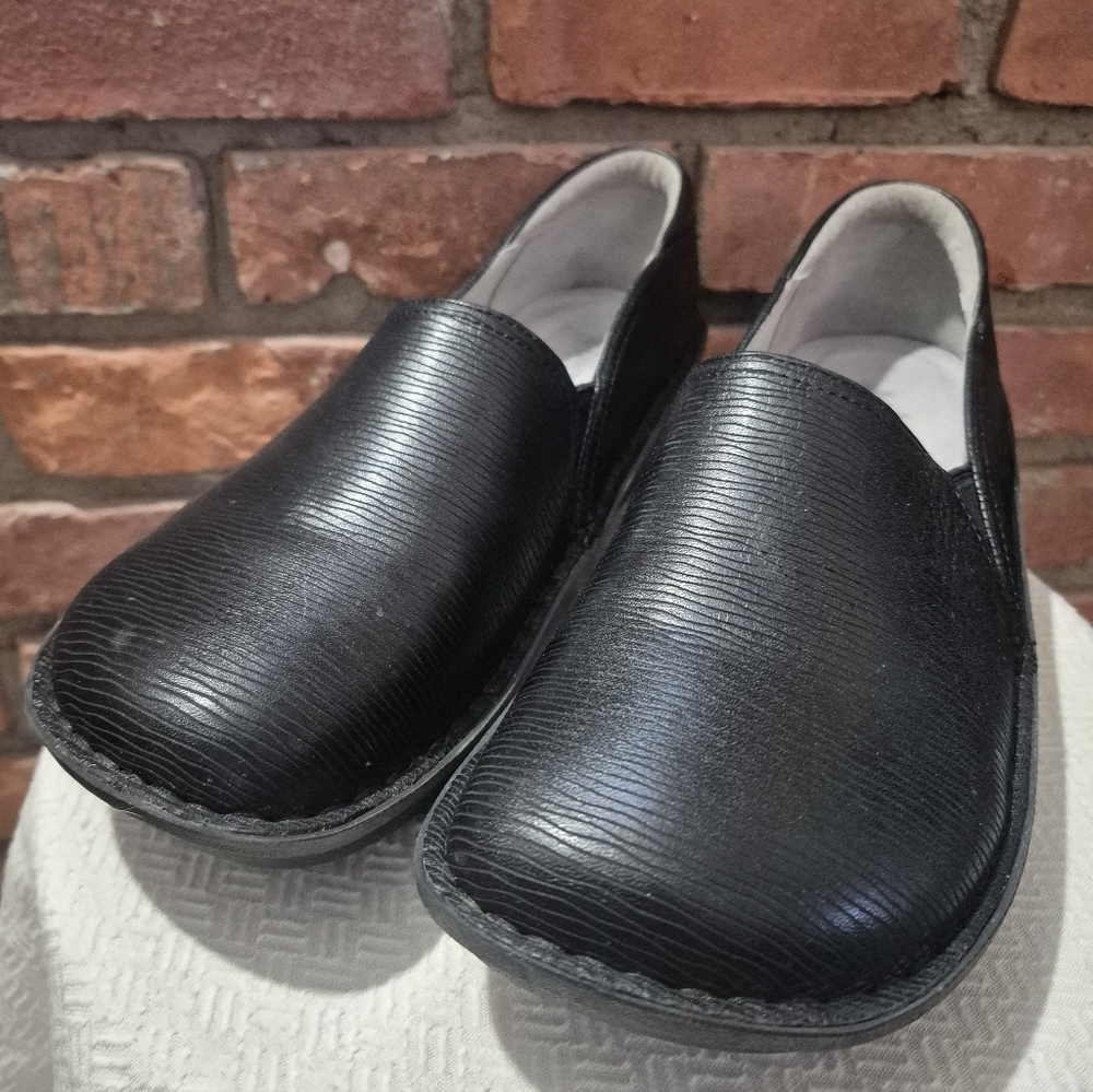 Alegria Black Leather Slip-on Debra Shoes